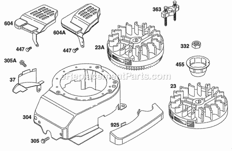 Blower Hsg Flywheels Diagram and Parts List for 12S802-0844-01  Briggs and Stratton Engine